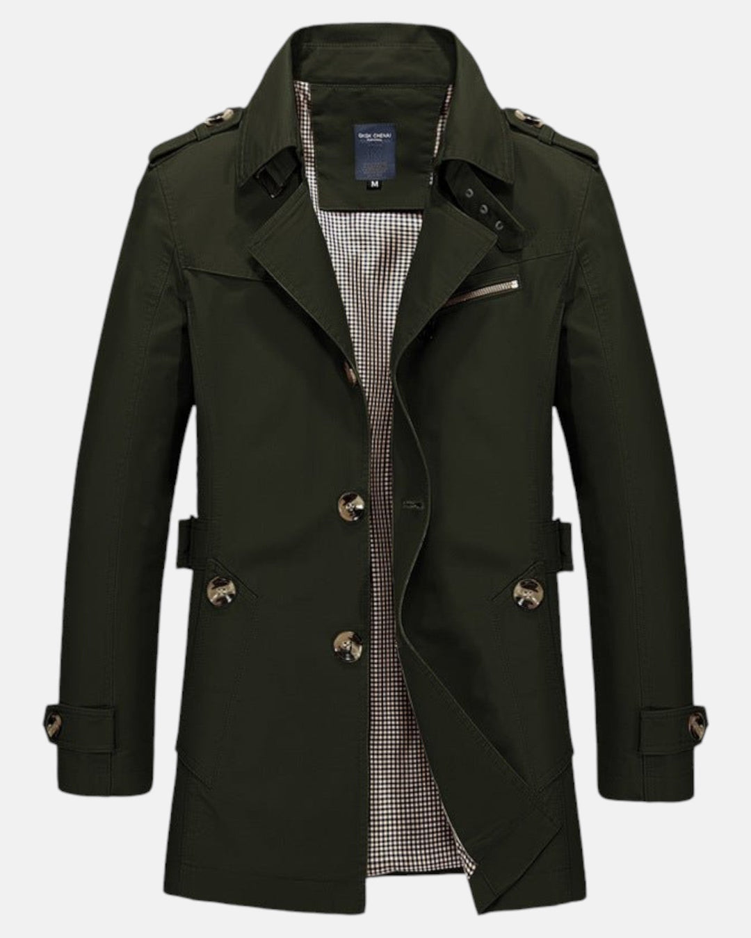 Elias – Timeless Cotton Trench Coat - Army Green - XS - Old Money Fashion