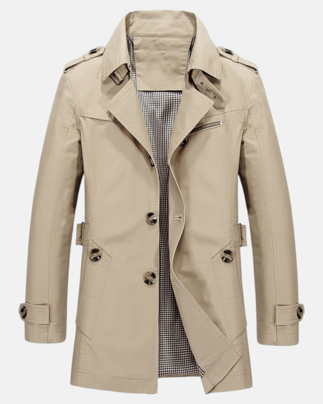 Elias – Timeless Cotton Trench Coat - Light Khaki - XS - Old Money Fashion