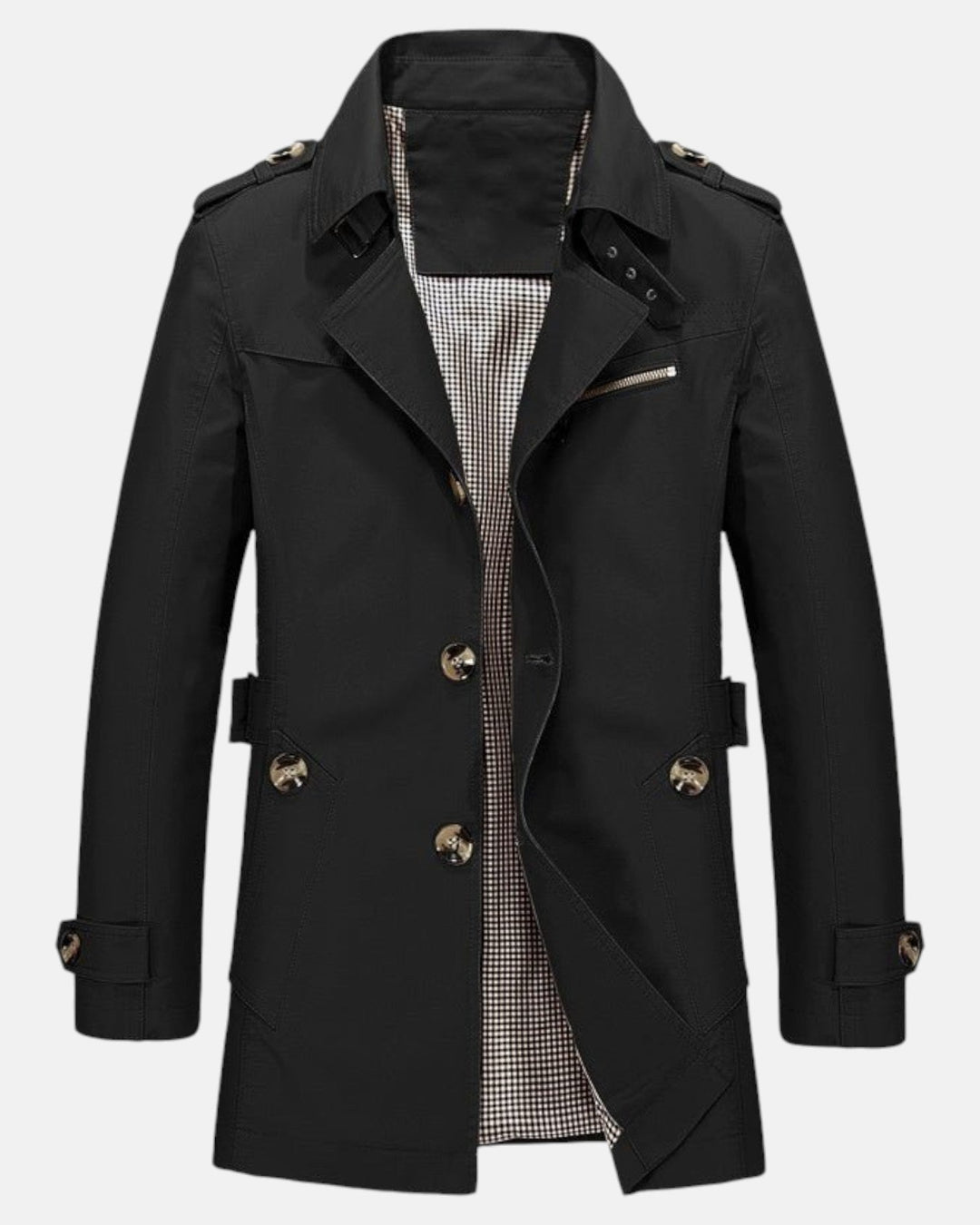 Elias – Timeless Cotton Trench Coat - Black - XS - Old Money Fashion