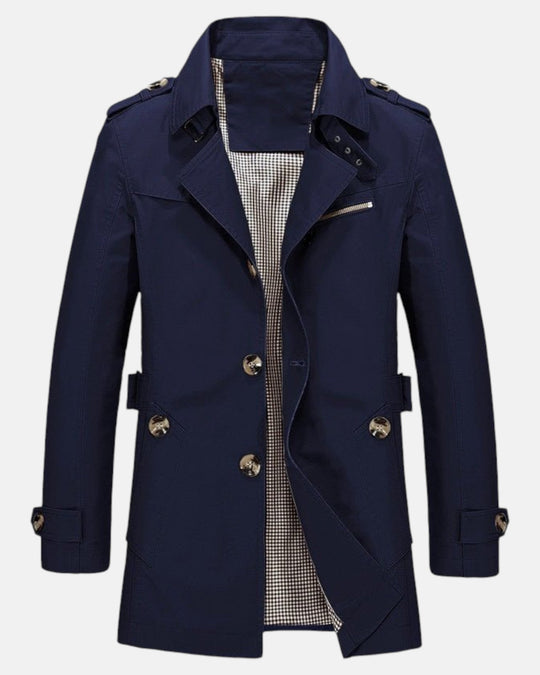 Elias – Timeless Cotton Trench Coat - Blue - XS - Old Money Fashion