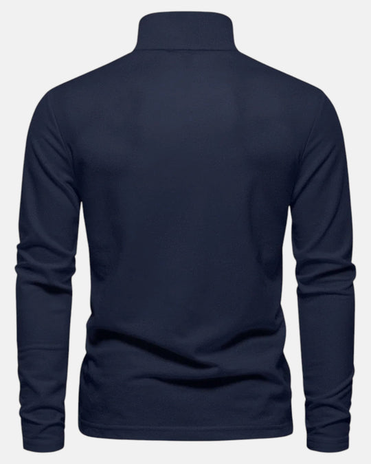 Frank – Long - Sleeve Polo Shirt - Navy - EUR XL 85 - 95kg - Old Money Fashion