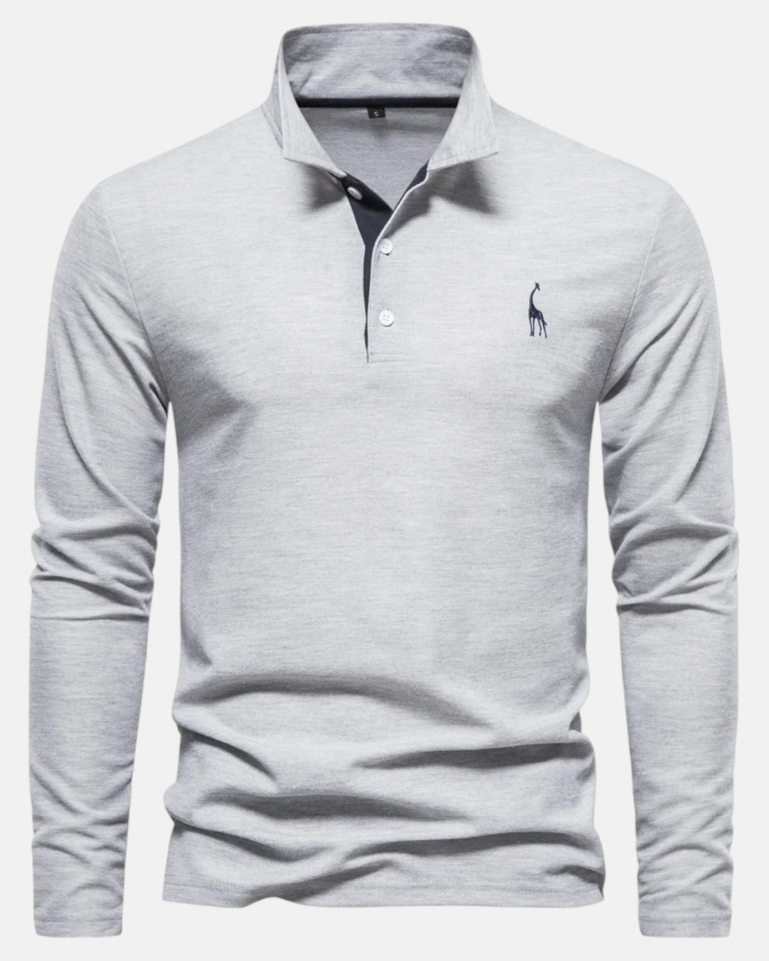 Frank – Long - Sleeve Polo Shirt - Grey - EUR XL 85 - 95kg - Old Money Fashion