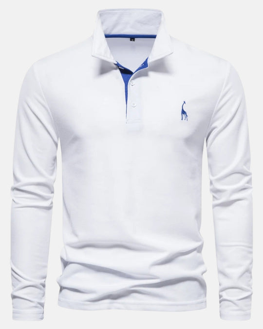 Frank – Long - Sleeve Polo Shirt - White - EUR XL 85 - 95kg - Old Money Fashion