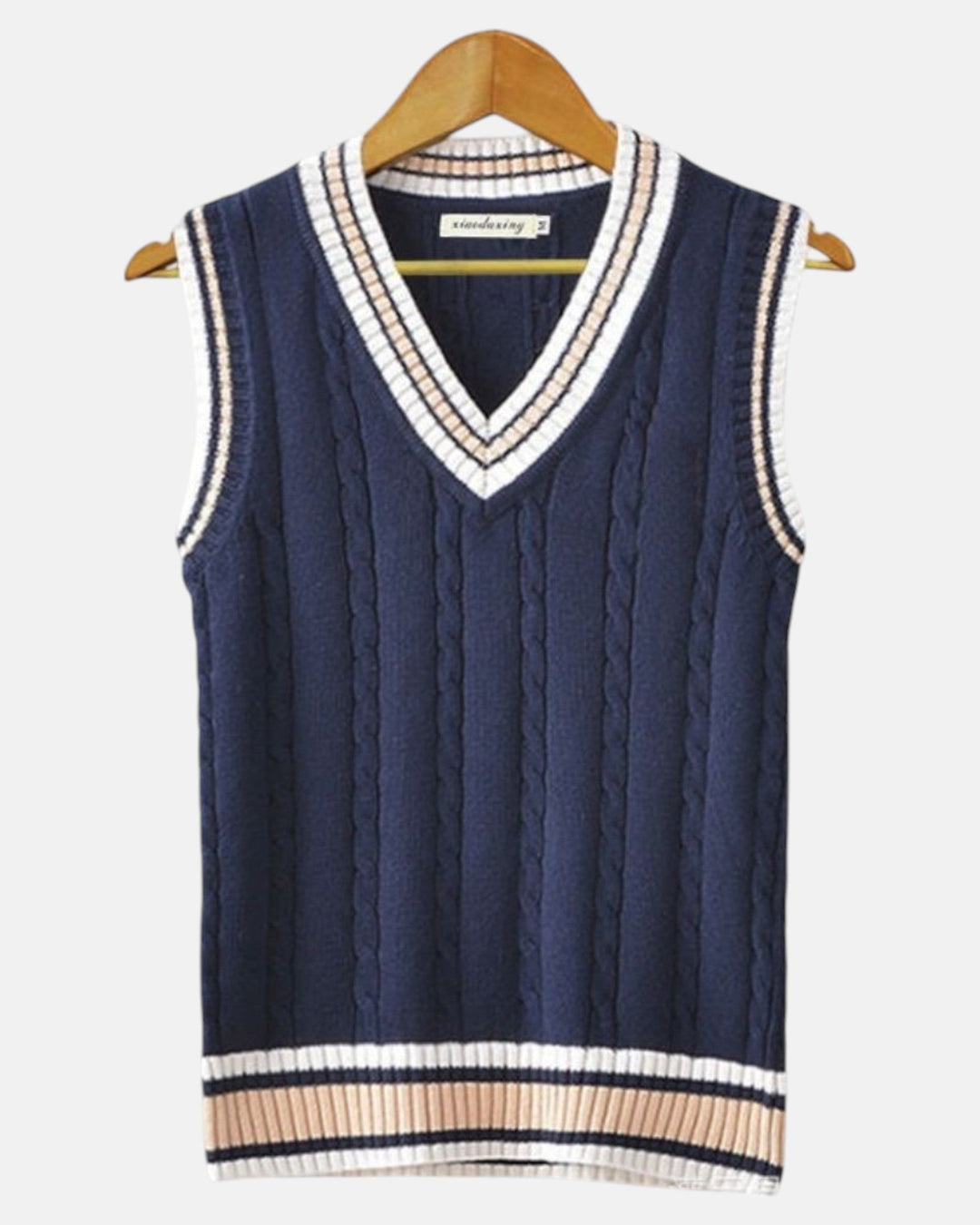 Liam – Knitted V - Neck Sleeveless Sweater - Blue - XS - Old Money Fashion