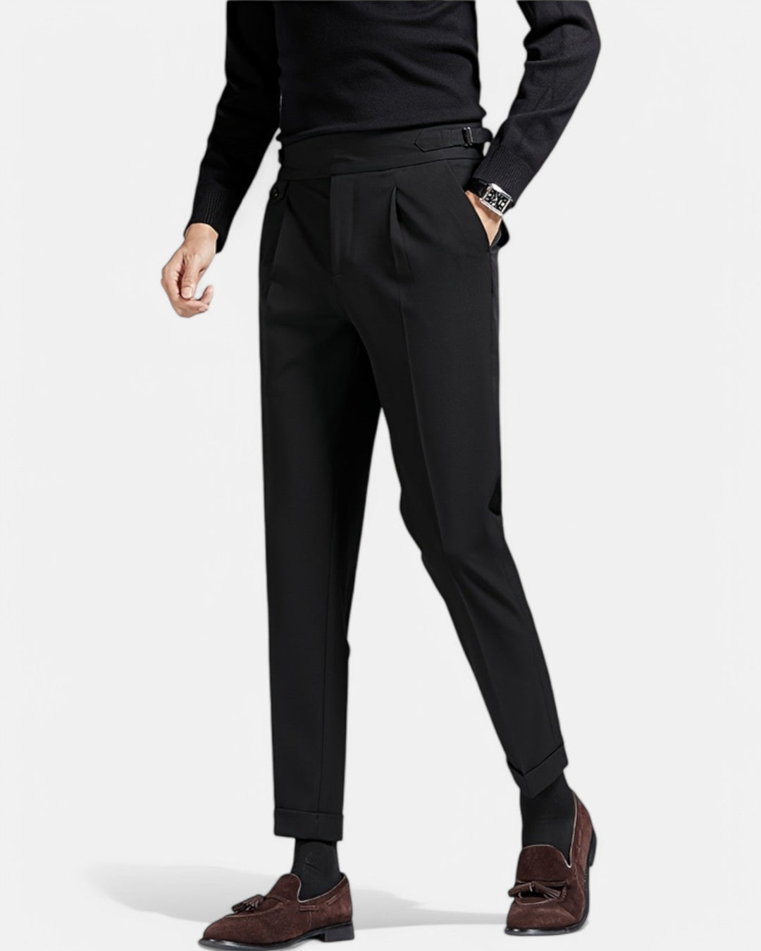 Noah – Stylish Cropped Trousers for All Seasons - Black - 30 - Old Money Fashion