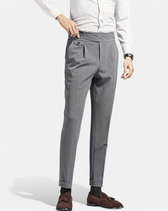 Noah – Stylish Cropped Trousers for All Seasons - Grey - 30 - Old Money Fashion