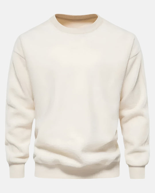 Oliver – Comfortable Fleece Pullover for Everyday Wear - White - S - Old Money Fashion