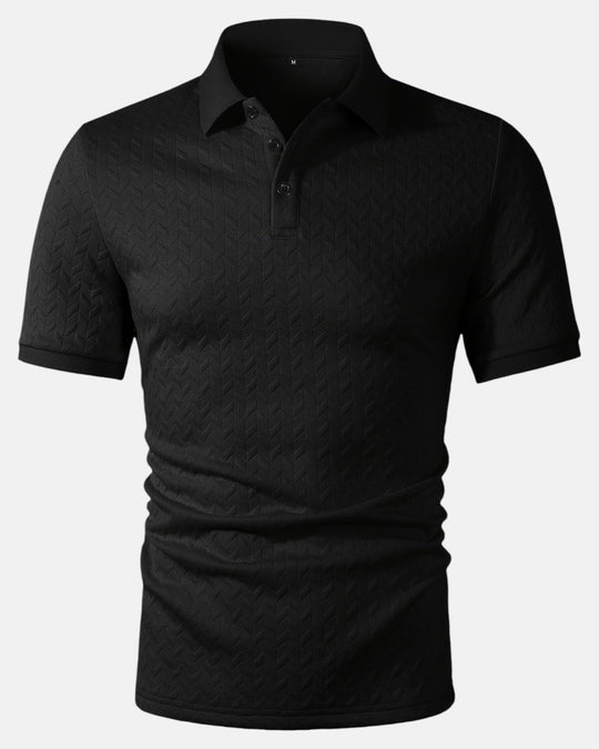 Oliver – Stylish Casual Polyester Polo Shirt for Spring/Autumn, Regular Fit, Light Stretch - Black - S - Old Money Fashion