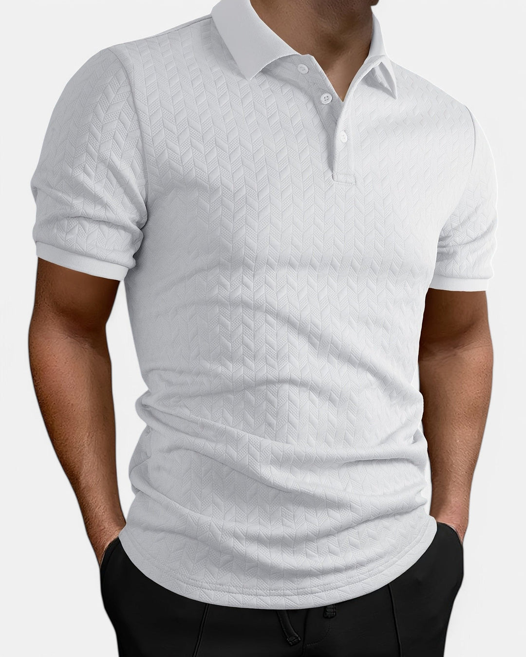 Oliver – Stylish Casual Polyester Polo Shirt for Spring/Autumn, Regular Fit, Light Stretch - White - S - Old Money Fashion