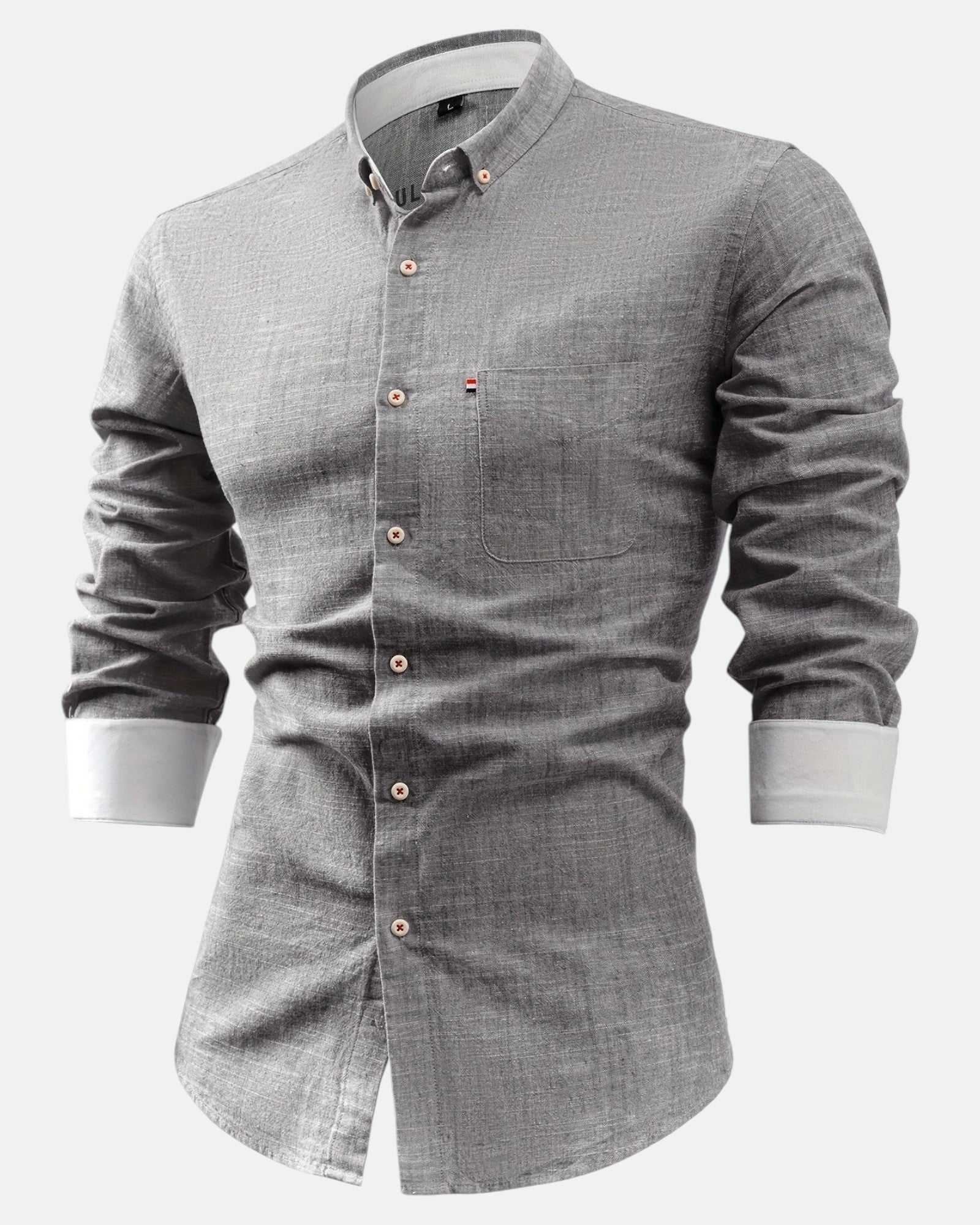 Oliver – Vintage Casual Shirt with Pocket Detail - grey - XS - Old Money Fashion