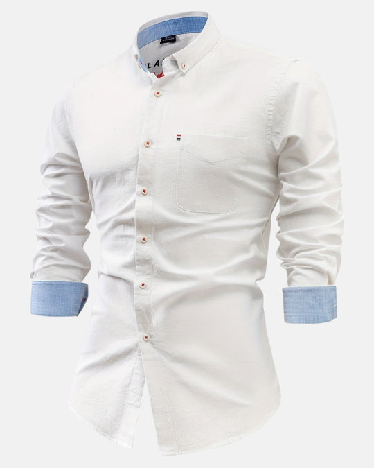 Oliver – Vintage Casual Shirt with Pocket Detail - White - XS - Old Money Fashion